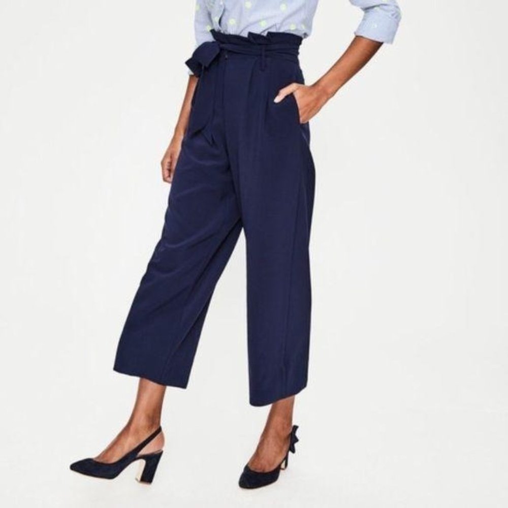 NWT Boden Navy Blue Paperbag Pants 8P